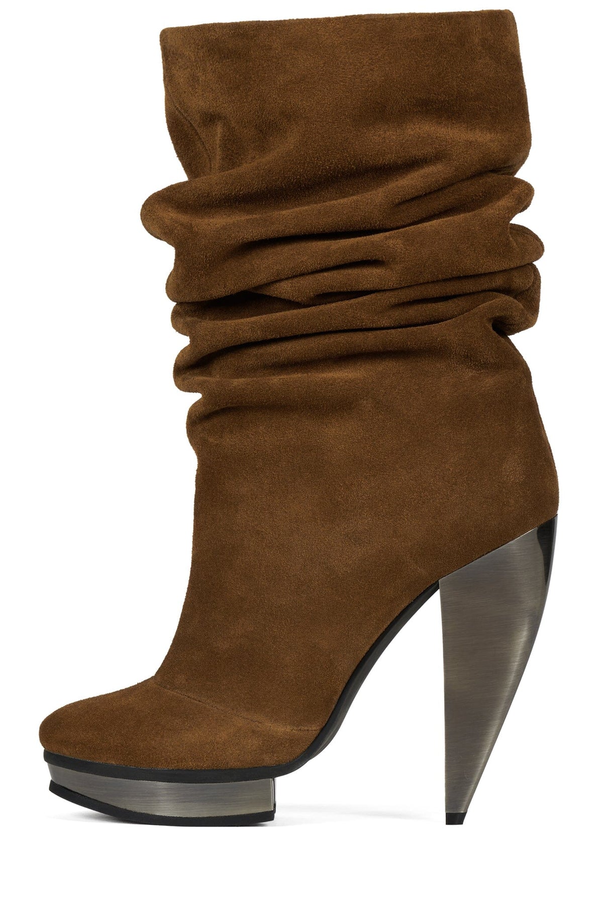 SLAY Slouch Heeled Boot Tan Suede