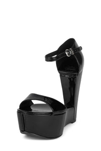 SO-DOWN Jeffrey Campbell Platform Wedge Black Patent _hover