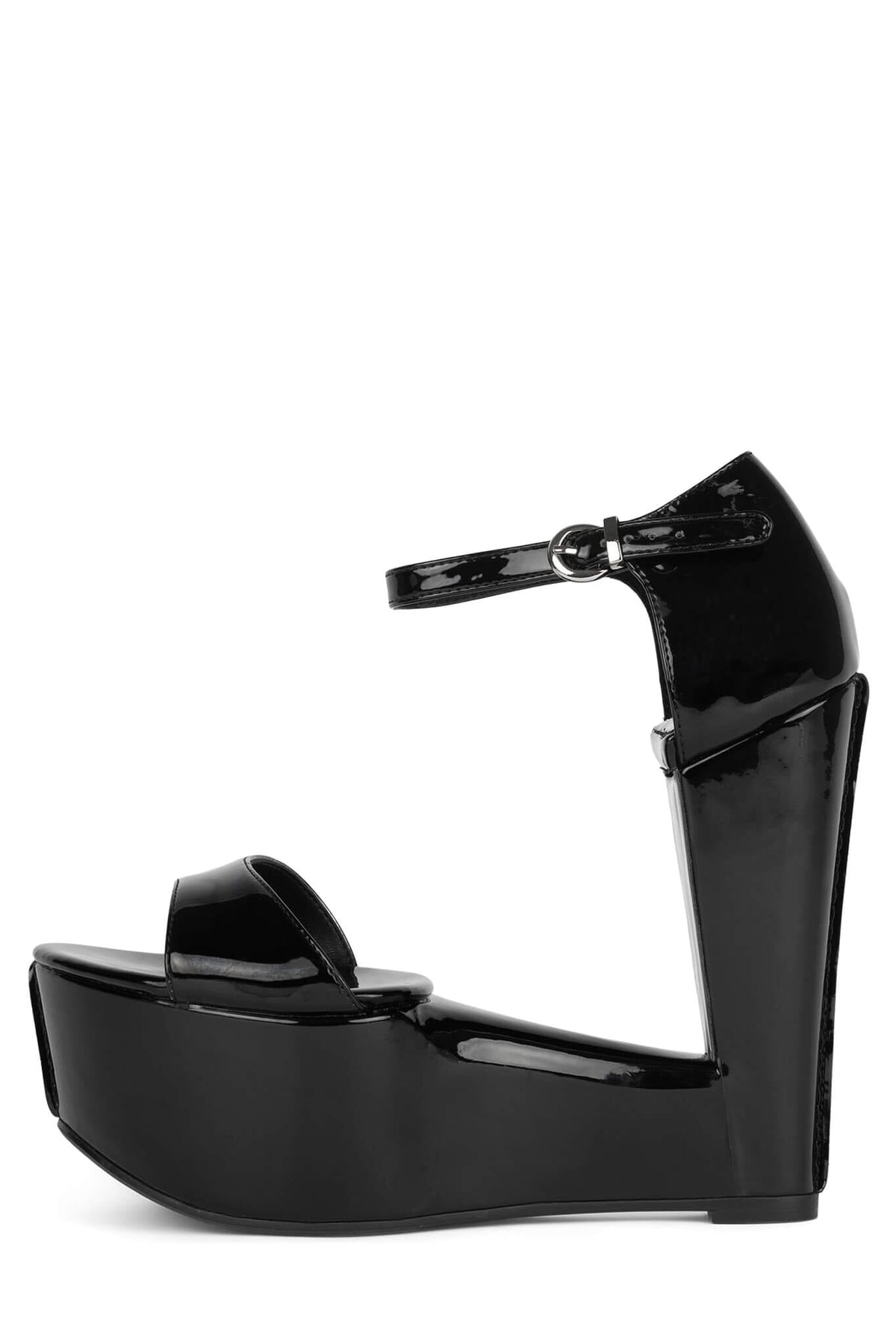 SO-DOWN Jeffrey Campbell Platform Wedge Black Patent 