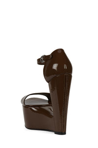 SO-DOWN Jeffrey Campbell Platform Wedge Brown Patent