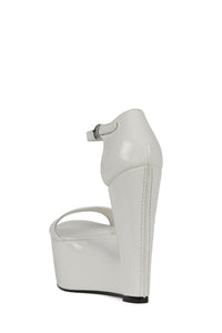 SO-DOWN Jeffrey Campbell Platform Wedge Ivory Patent