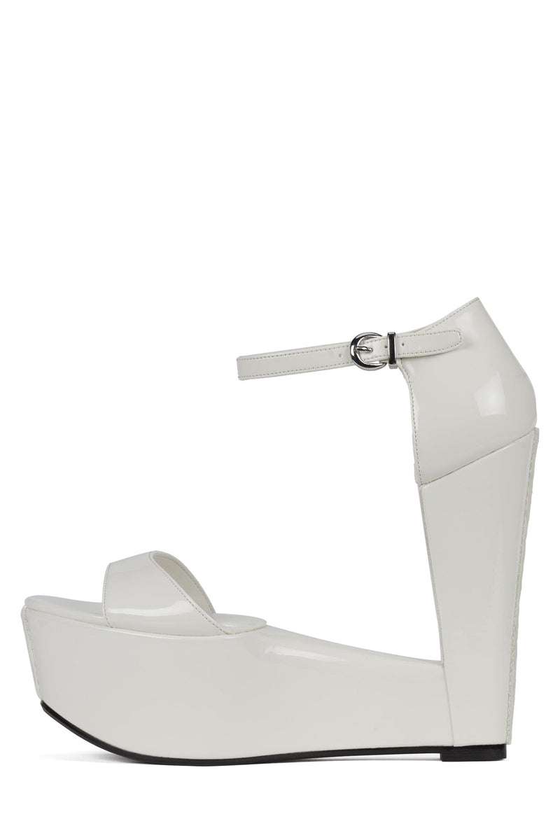 SO-DOWN Jeffrey Campbell Platform Wedge Ivory Patent