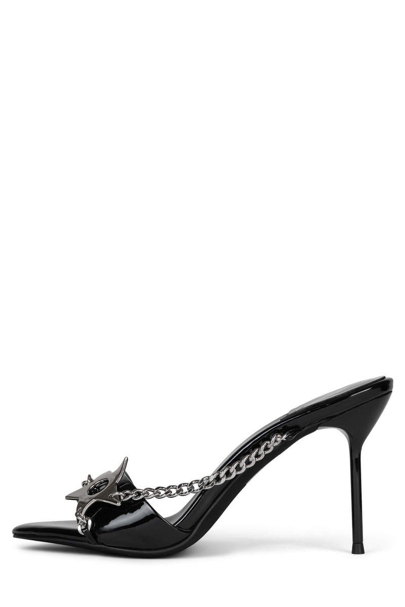 SOIRE-O Heeled Sandal YYH Black Patent Silver 6 