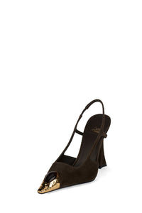 SORCERER Jeffrey Campbell Slingback Heels Brown Suede Gold Brown
_hover