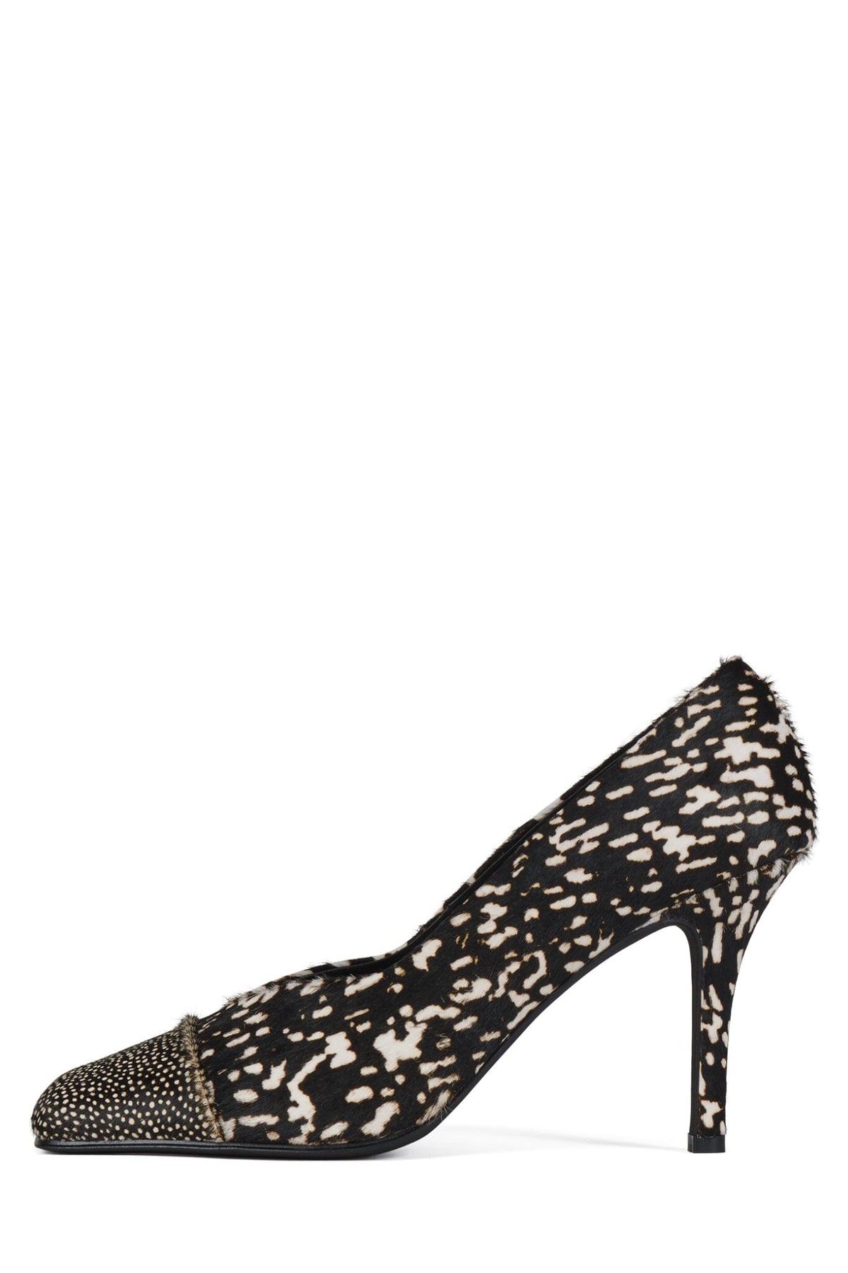 SOUND-F Jeffrey Campbell Heeled Sandal Black White Hair  