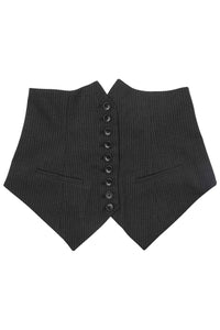 SPEAK-EASY SET Jeffrey Campbell Corset Dark Grey Pinstripe 