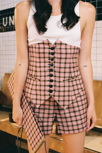 SPEAK-EASY SET Jeffrey Campbell Corset Pink Plaid Tweed main_hover