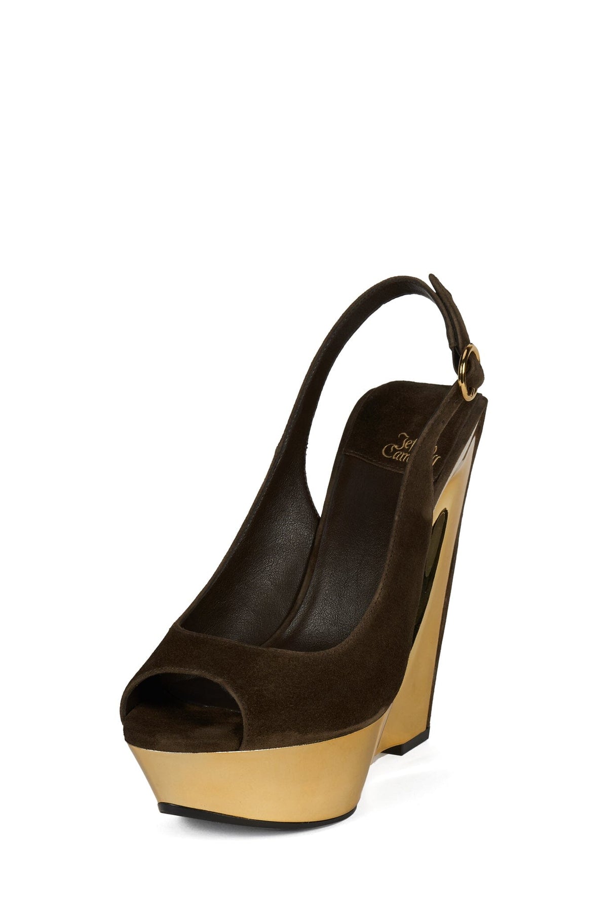 SPEED-SB Jeffrey Campbell Slingback Sandal Brown Suede Gold
_hover