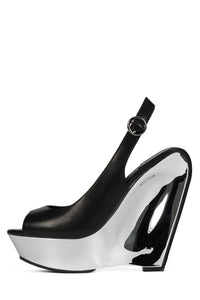 SPEED-SB Jeffrey Campbell Slingback Sandal Black Silver