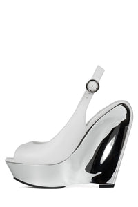 SPEED-SB Jeffrey Campbell Slingback Sandal White Silver