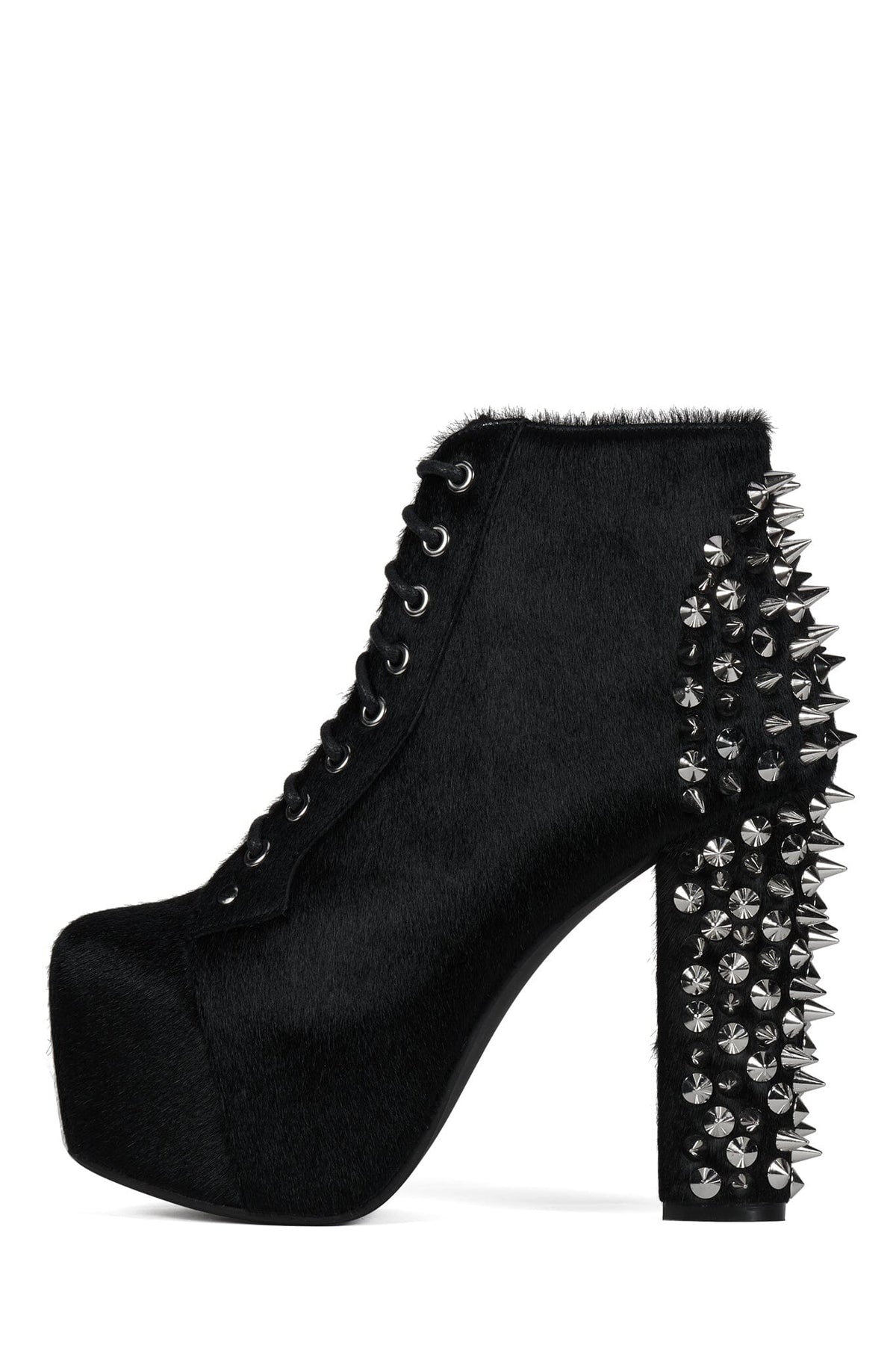 SPIKE-HLCP Platform Boot Black Hair Silver
