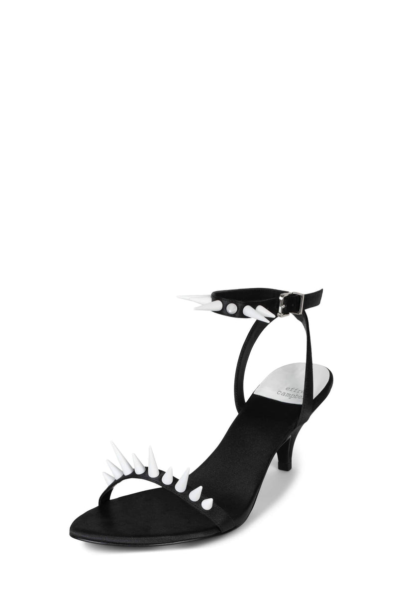 SPIKE-ME Jeffrey Campbell Heeled Sandal Black Satin White