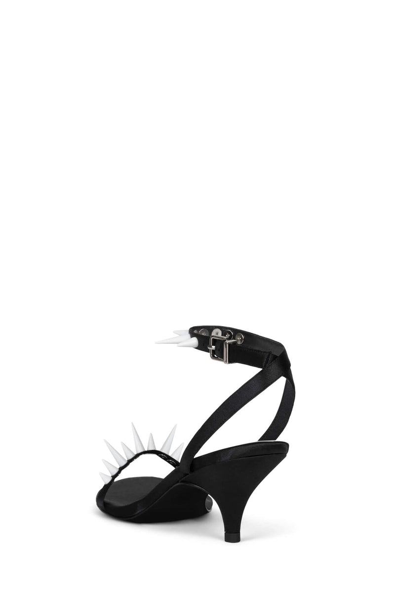 SPIKE-ME Jeffrey Campbell Heeled Sandal Black Satin White