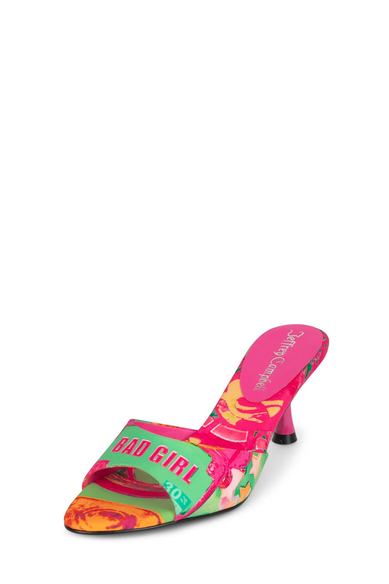 SPY-KID Jeffrey Campbell Kitten Heeled Sandal Green Bad Girl Combo
_hover