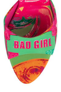 SPY-KID Jeffrey Campbell Kitten Heeled Sandal Green Bad Girl Combo