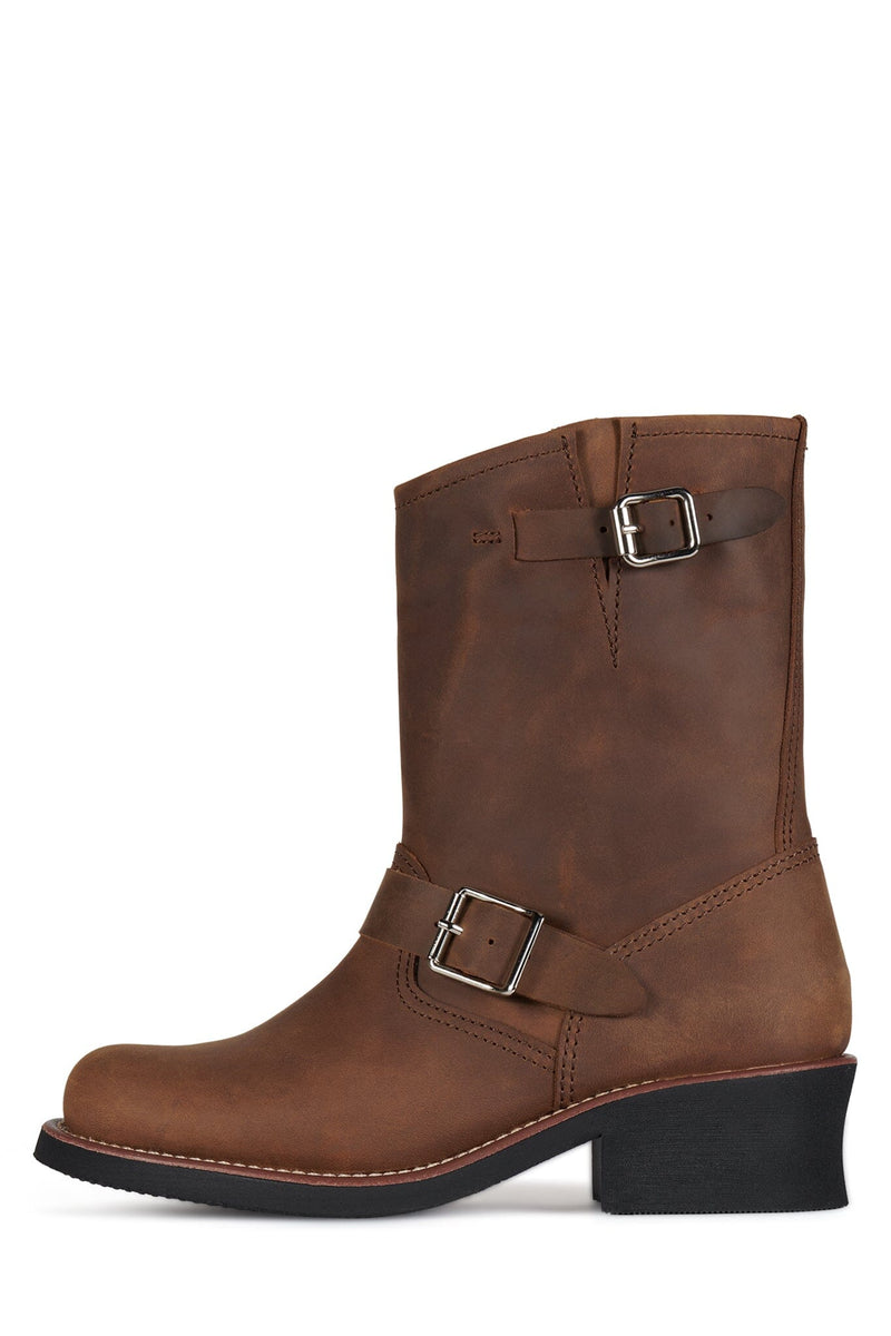 STANDOFF Jeffrey Campbell Moto Boot Brown Crazy Horse