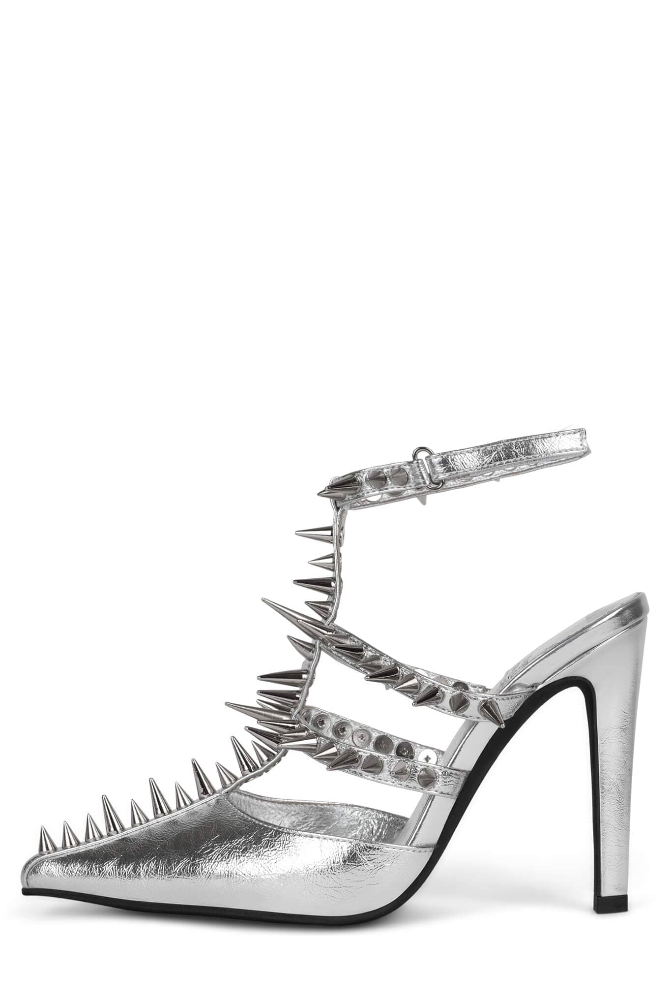 Jeffrey Campbell Demonica Heeled Sandals 7.5 Rhinestone Ankle Strap sold Silver NIB