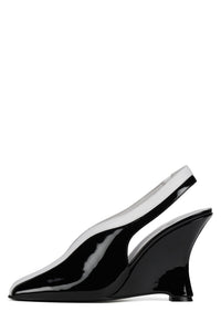 STRAITS Jeffrey Campbell Wedge Sandal Black White Combo