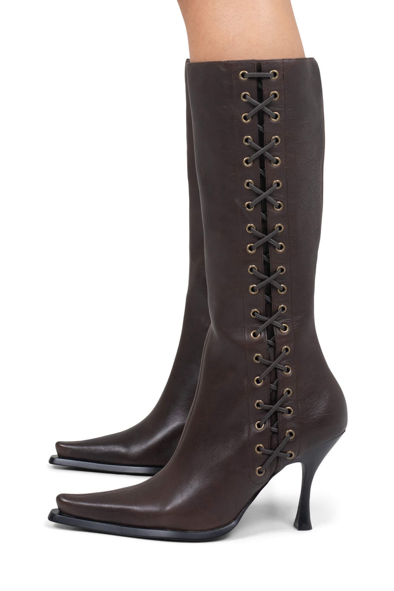 STUNNA Jeffrey Campbell Knee-High Boot Dark Brown