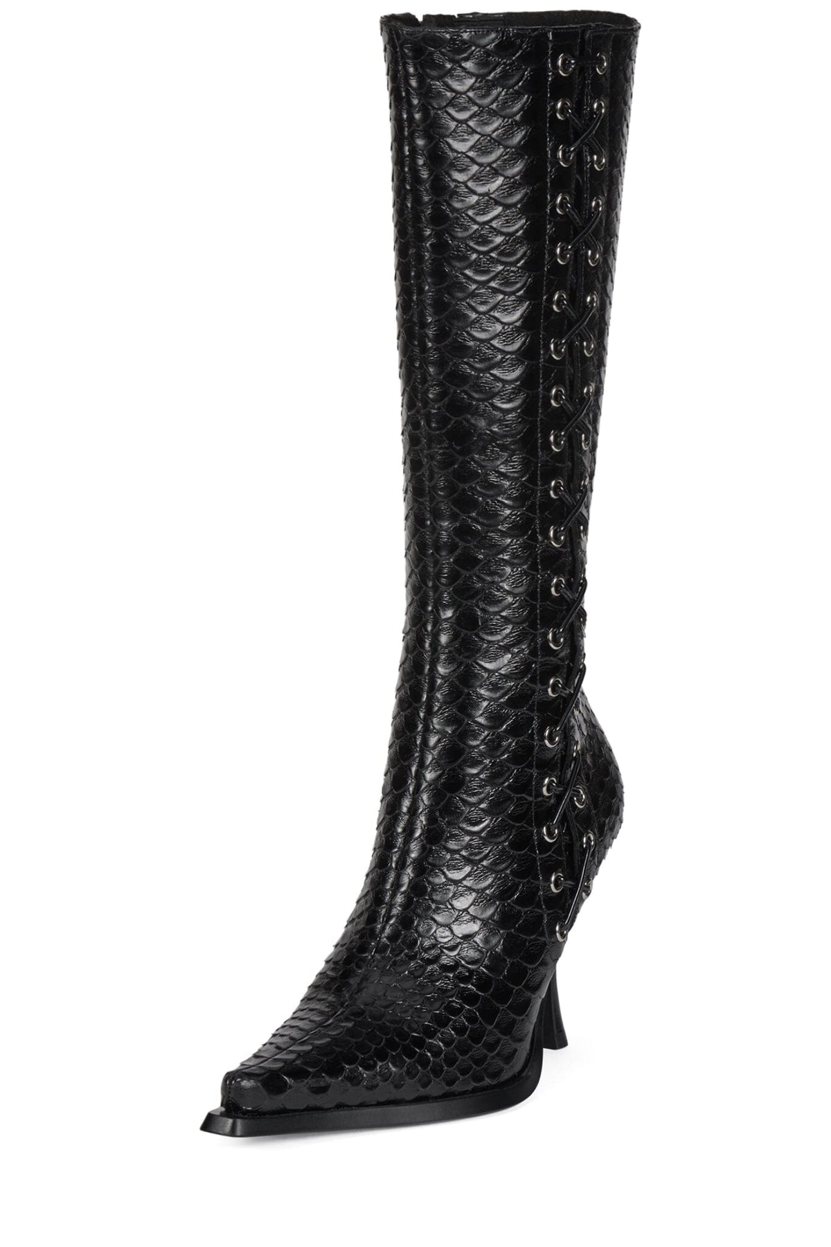 STUNNA Jeffrey Campbell Heeled Boot Black Snake _hover