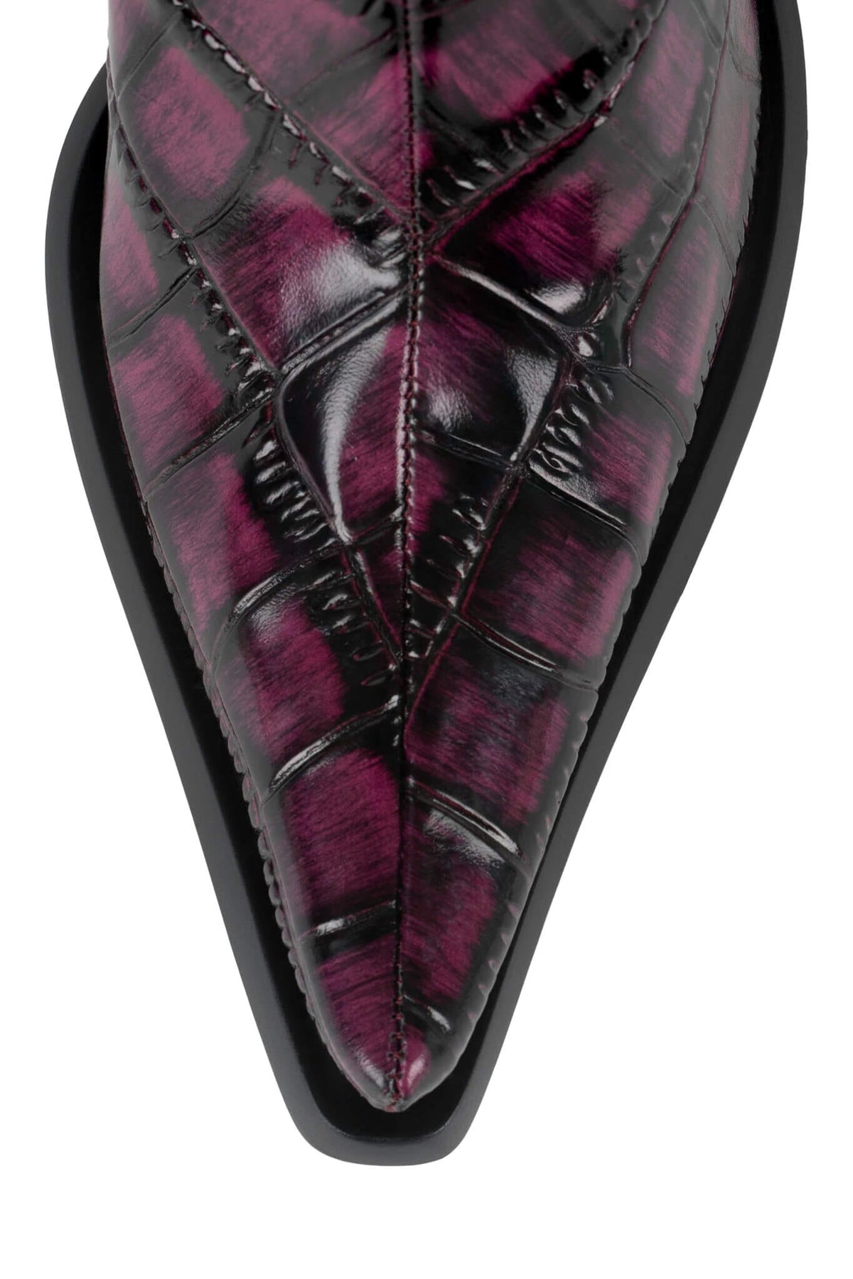 STUNNA Jeffrey Campbell Heeled Boot Raspberry Black Croco