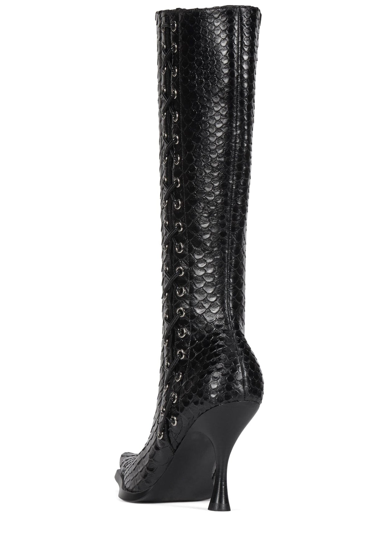 STUNNA Jeffrey Campbell Heeled Boot Black Snake