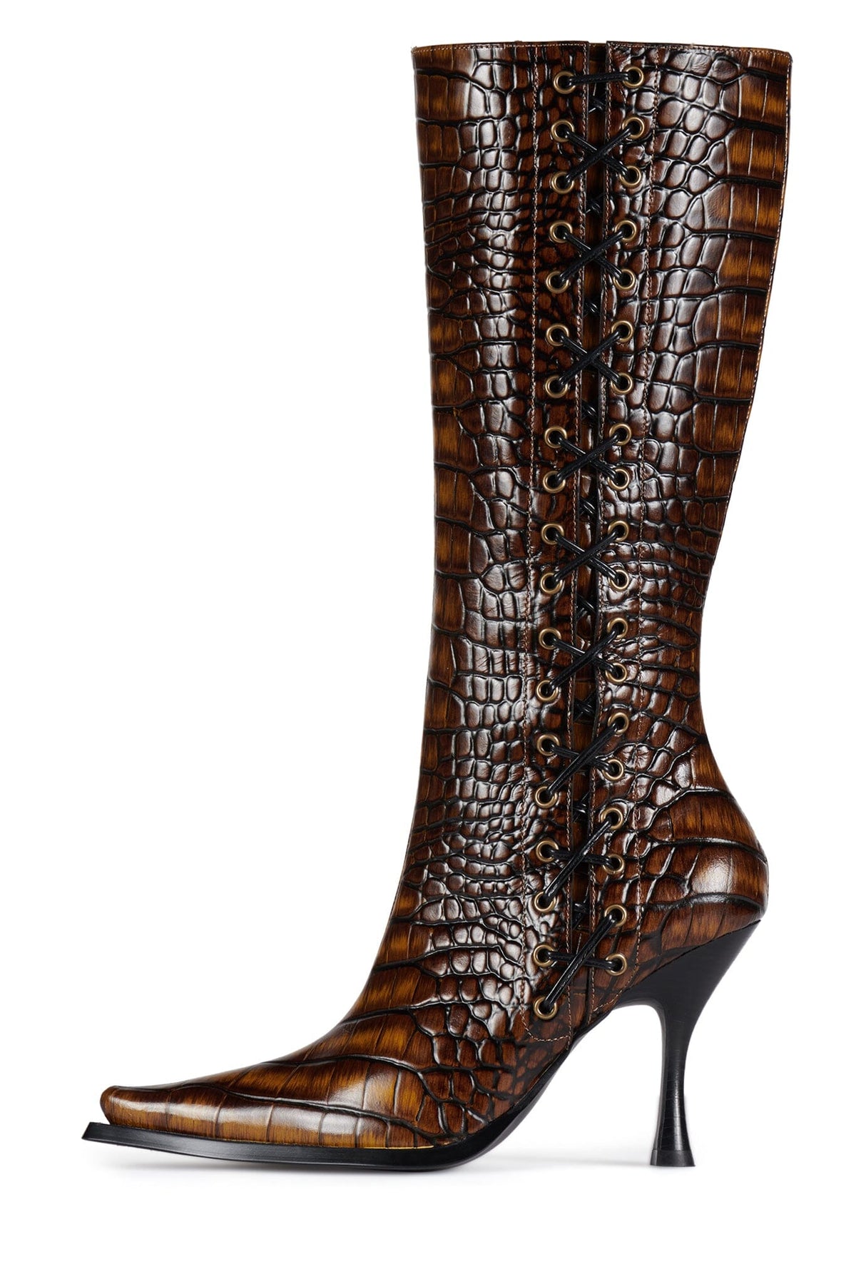 STUNNA Knee-High Boot DV Brown Croco 6 