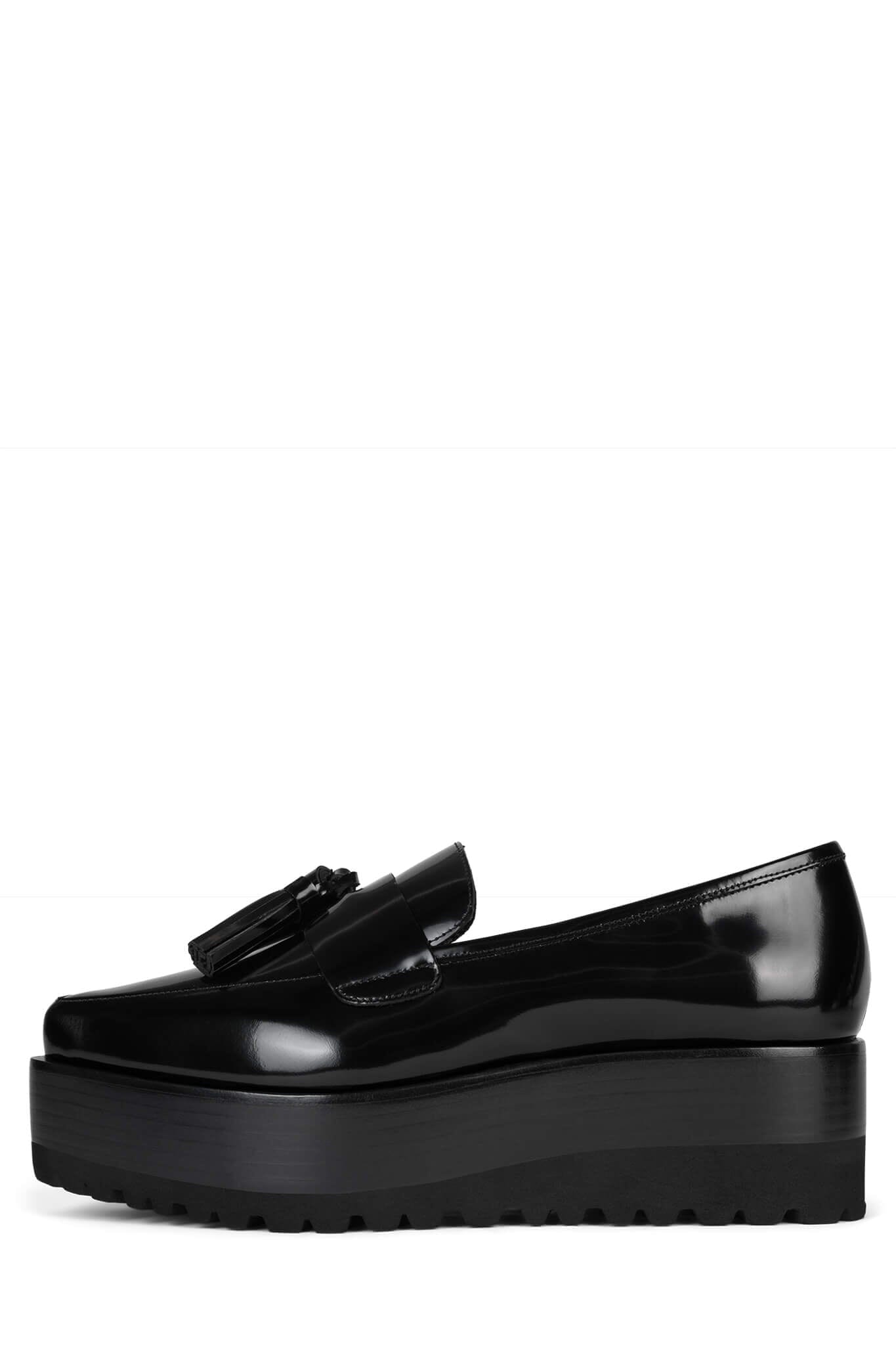 Jeffrey Campbell Block Platform Wedge Penny Loafer in black outlets patent leather 8.5