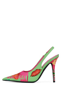 SURPASS Jeffrey Campbell Slingback Pumps Green Bad Girl Combo