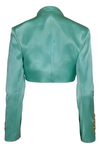 SURRENDER Jacket Teal Satin _hover
