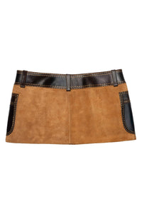 TACTICS Jeffrey Campbell Deconstructed Mini Skirt Tan Suede Brown