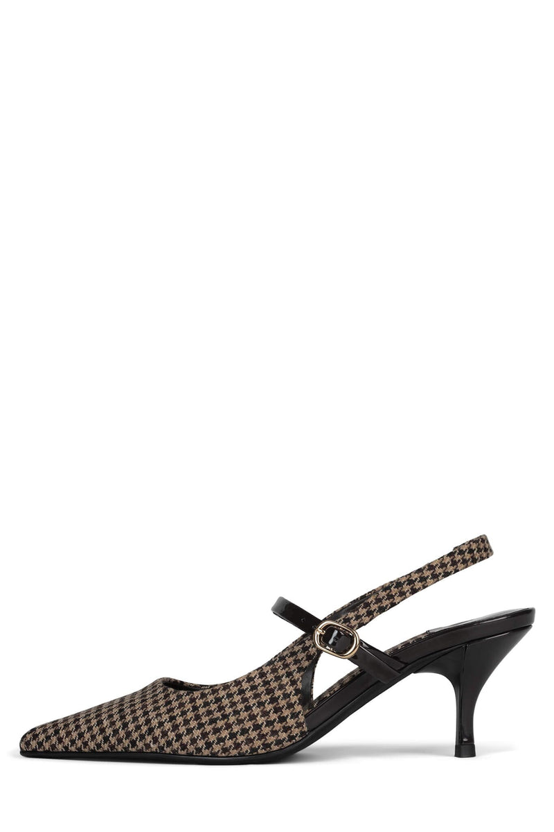 TANYA-SB Slingback Heel DV Beige Brown Houndstooth 6 