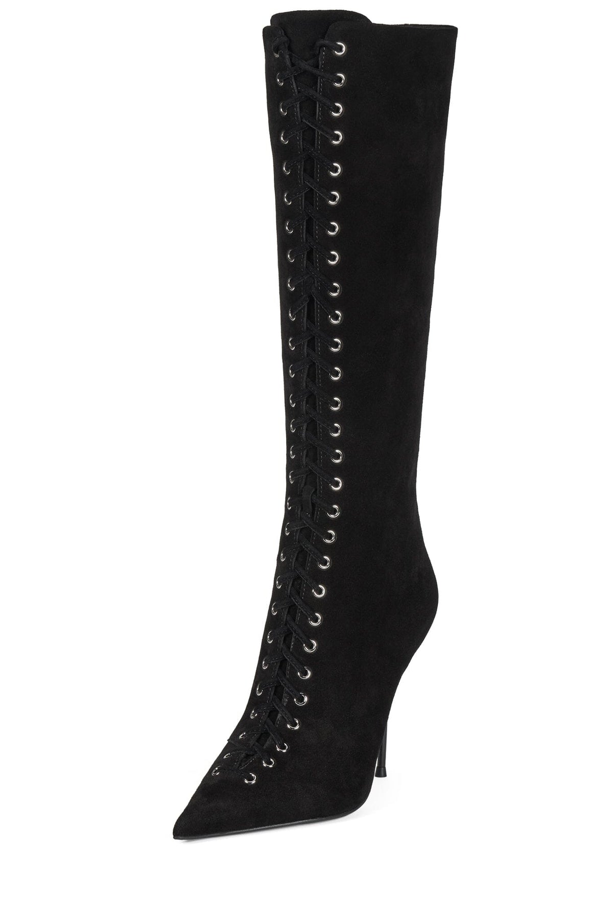 TAUNTING Stiletto Knee-High Boot Black Suede _hover