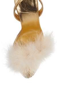 THE-FRUG Jeffrey Campbell Slingback Sandal Gold Beige Combo