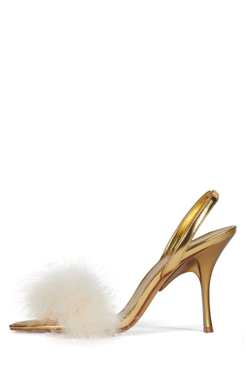 THE-FRUG Jeffrey Campbell Slingback Sandal Gold Beige Combo