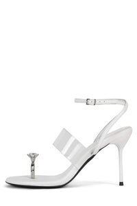 THE-GROOM Stiletto Sandal White Silver