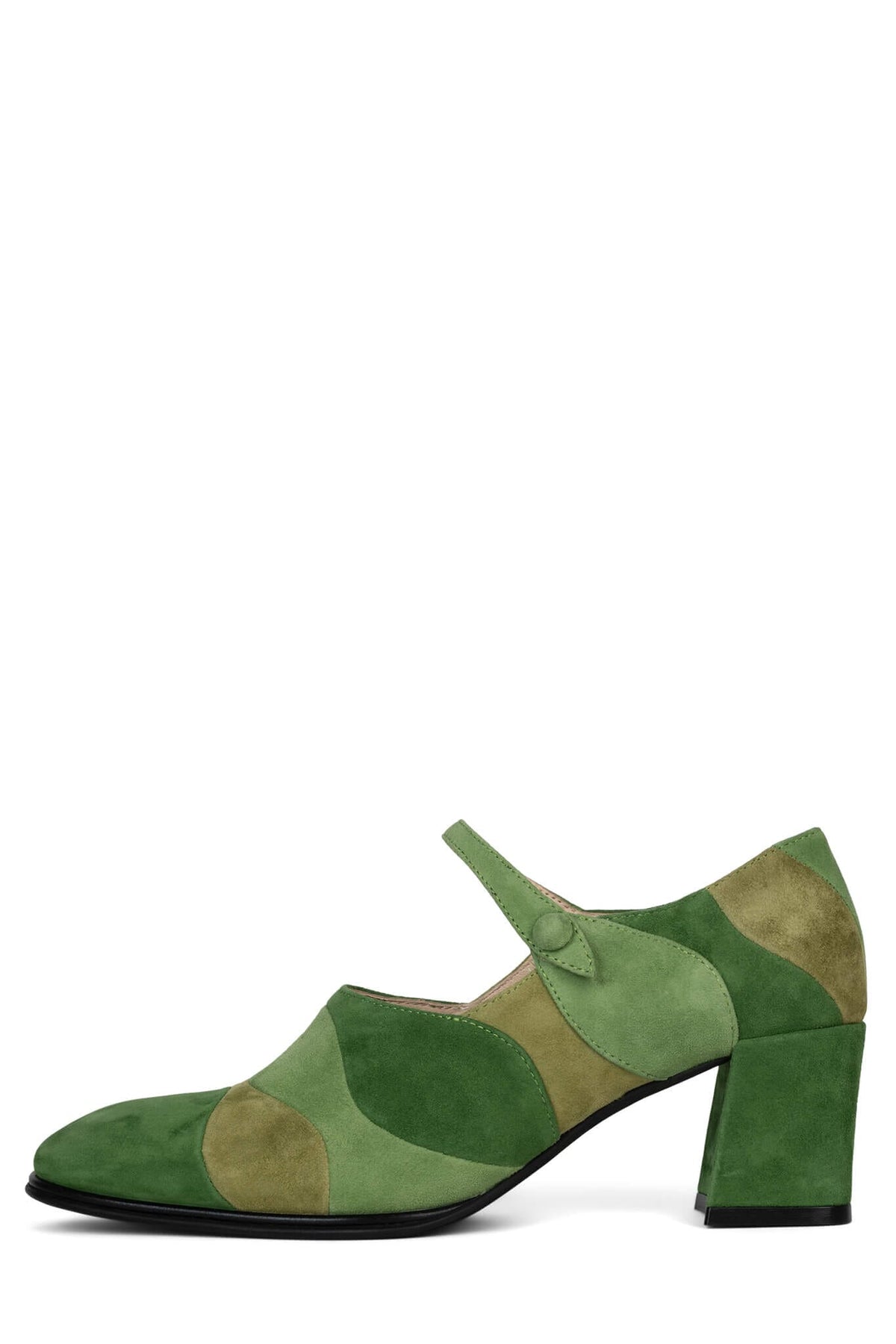 THE-GROOVE Mary-Jane ST Green Suede Combo 6 