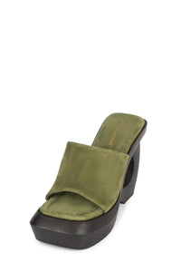 THE-IDOL Jeffrey Campbell Platform Sandal Olive Suede _hover