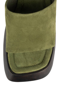 THE-IDOL Jeffrey Campbell Platform Sandal Olive Suede 