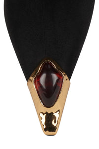 THE-STONE Jeffrey Campbell Ankle Boot Black Suede Gold Tortoise