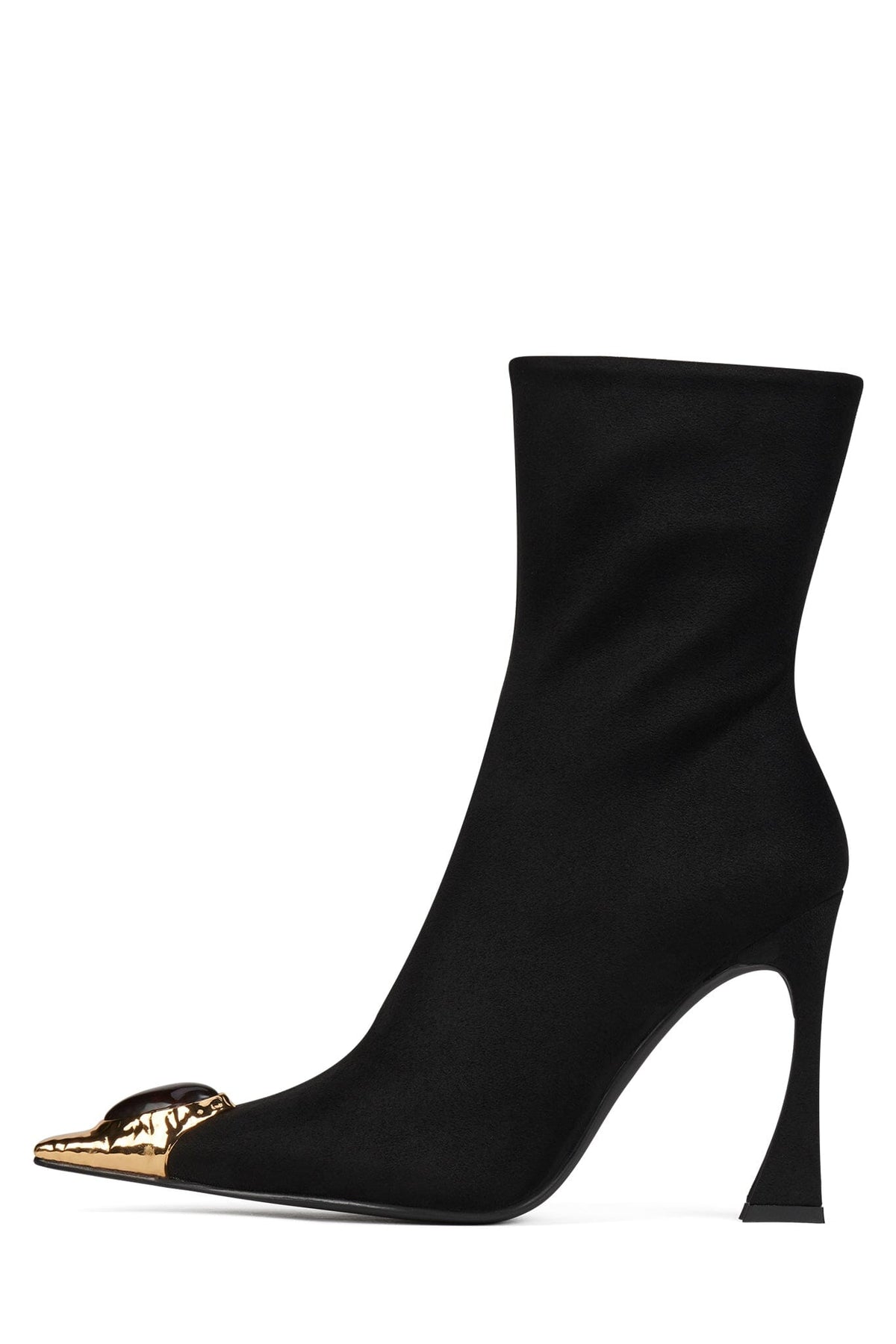 THE-STONE Jeffrey Campbell Ankle Boot Black Suede Gold Tortoise