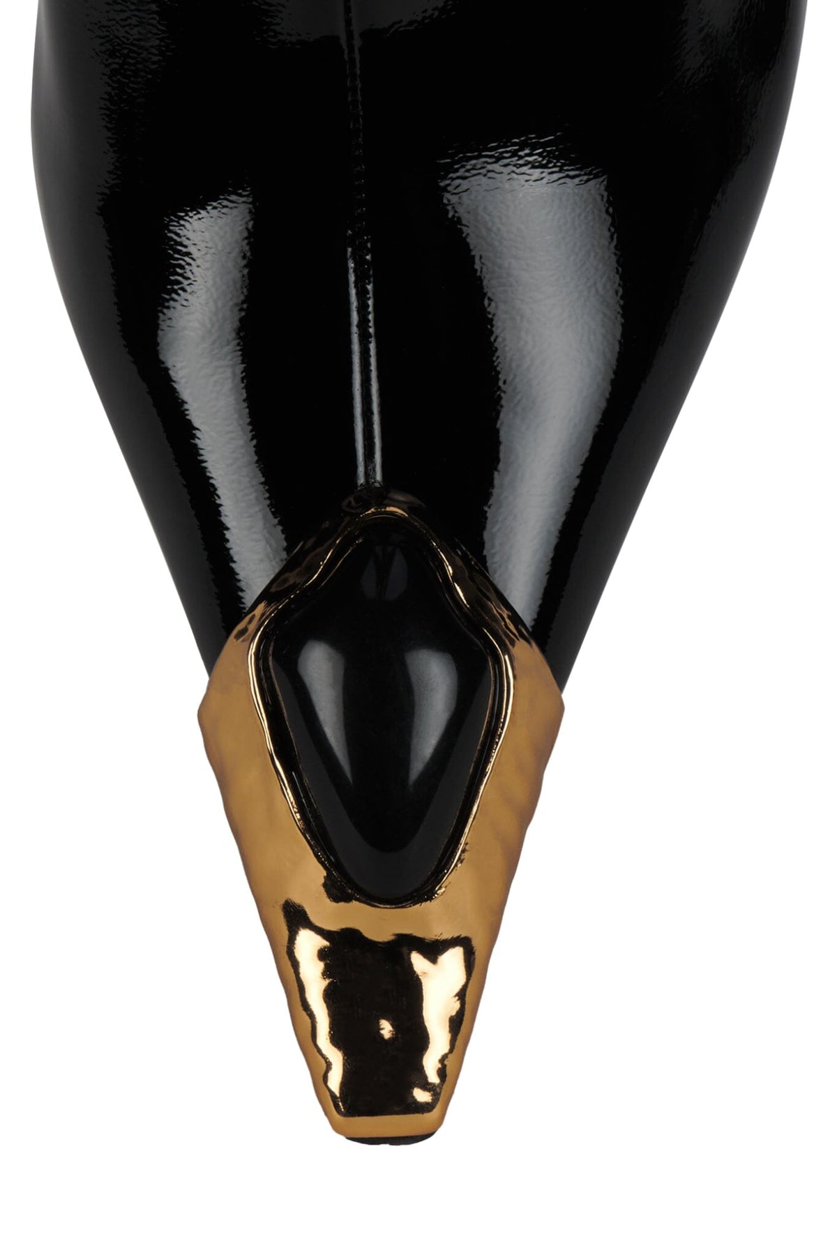 THE-STONE Jeffrey Campbell Ankle Boot Black Patent Gold Black