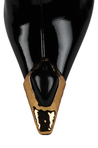 THE-STONE Jeffrey Campbell Ankle Boot Black Patent Gold Black