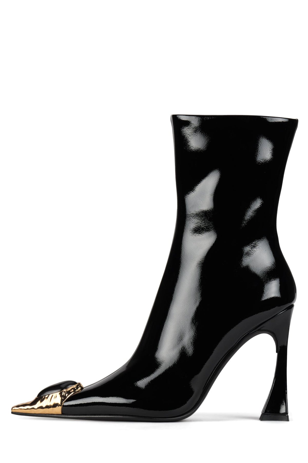 THE-STONE Jeffrey Campbell Ankle Boot Black Patent Gold Black
