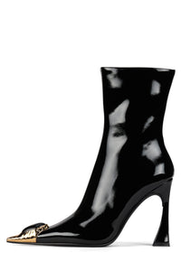 THE-STONE Jeffrey Campbell Ankle Boot Black Patent Gold Black