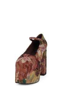 THE-TRUTH Jeffrey Campbell Platform Mary-Jane Red Multi Tapestry _hover