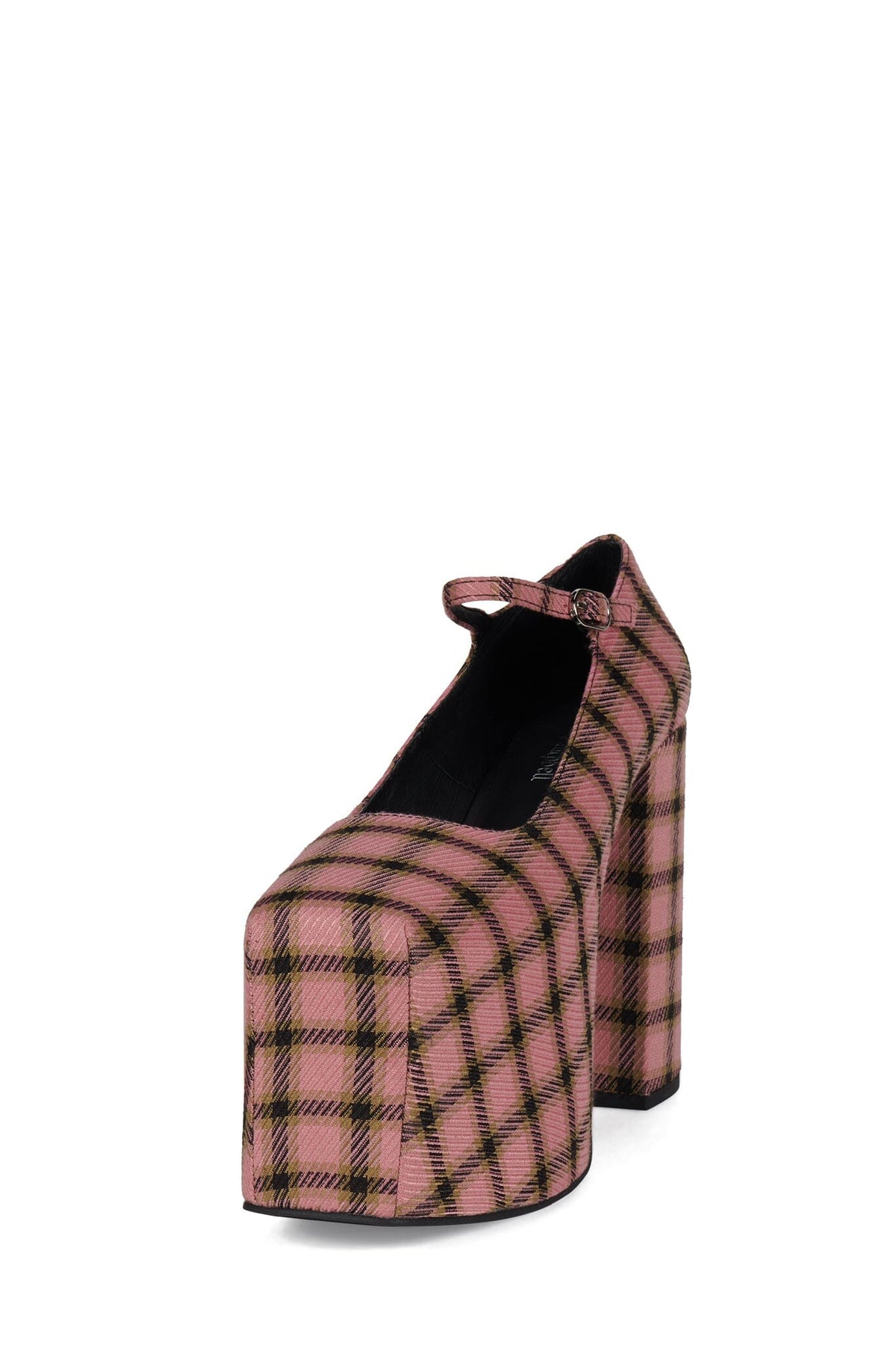 THE-TRUTH Jeffrey Campbell Platform Mary-Jane Pump Pink Plaid Tweed
_hover