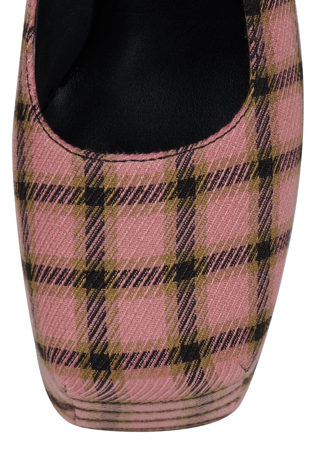 THE-TRUTH Jeffrey Campbell Platform Mary-Jane Pump Pink Plaid Tweed