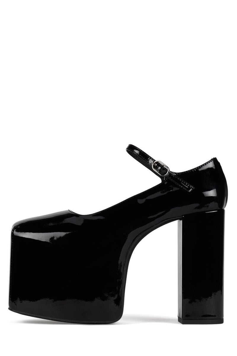 THE-TRUTH Jeffrey Campbell Platform Mary-Jane Pump Black Patent