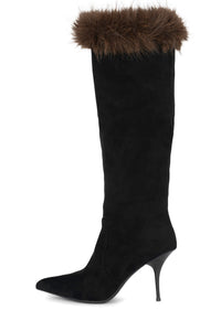 THERMAL Jeffrey Campbell Stiletto Boot Black Suede Brown Combo_hover